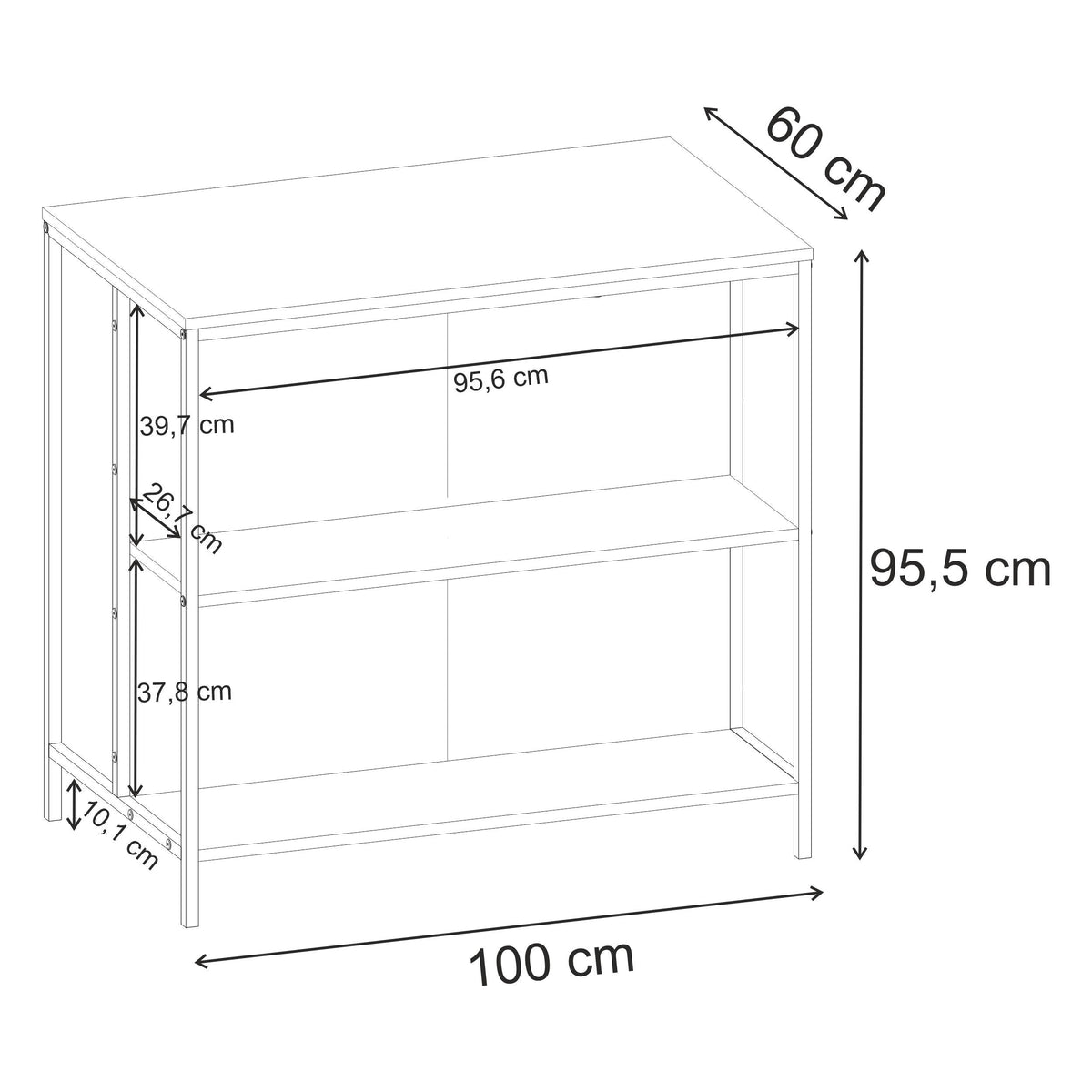 Decortieliving - Detroit Bar Table – 100cm with Shelves