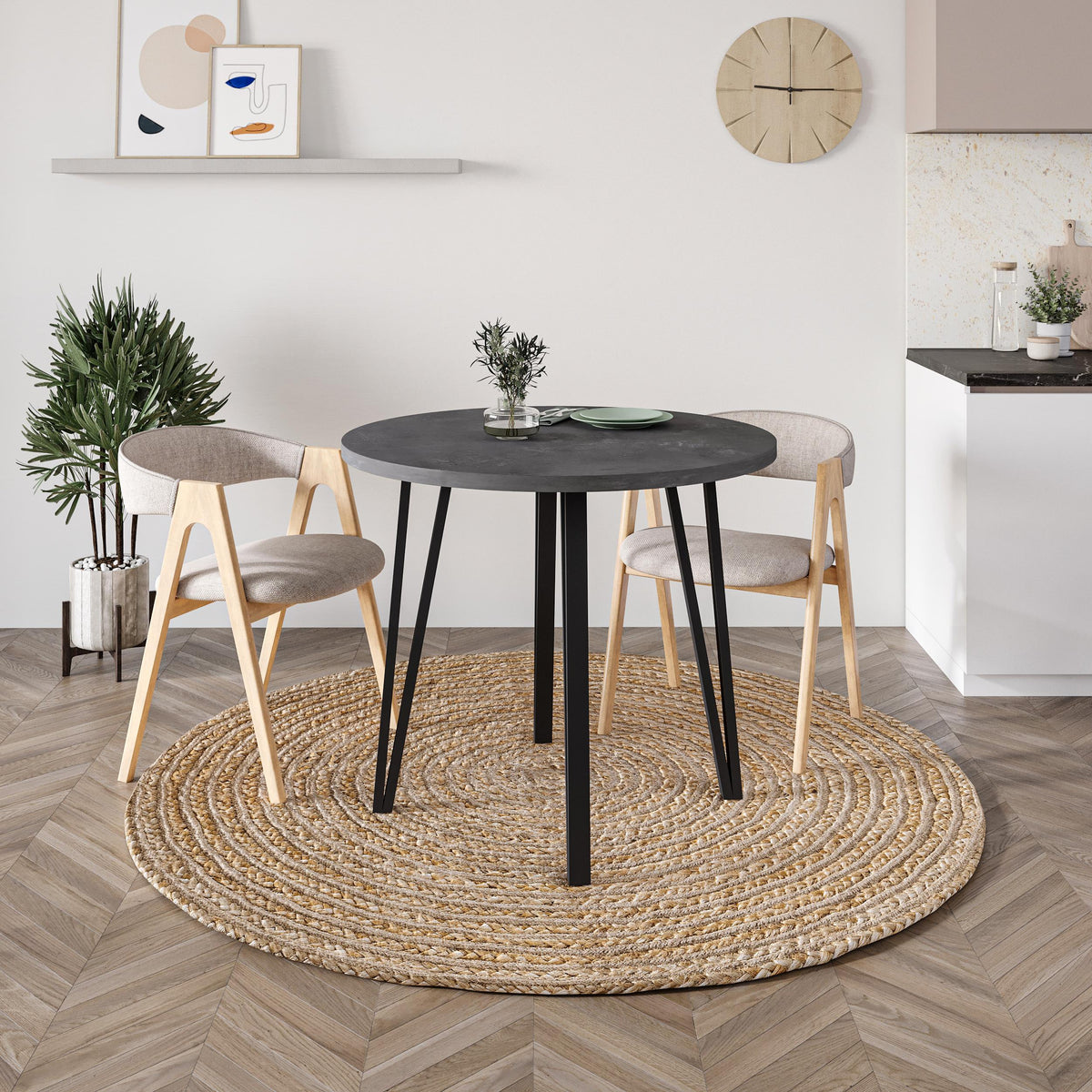 Decortieliving - Xana Modern Round Dining Table – 4 Seater