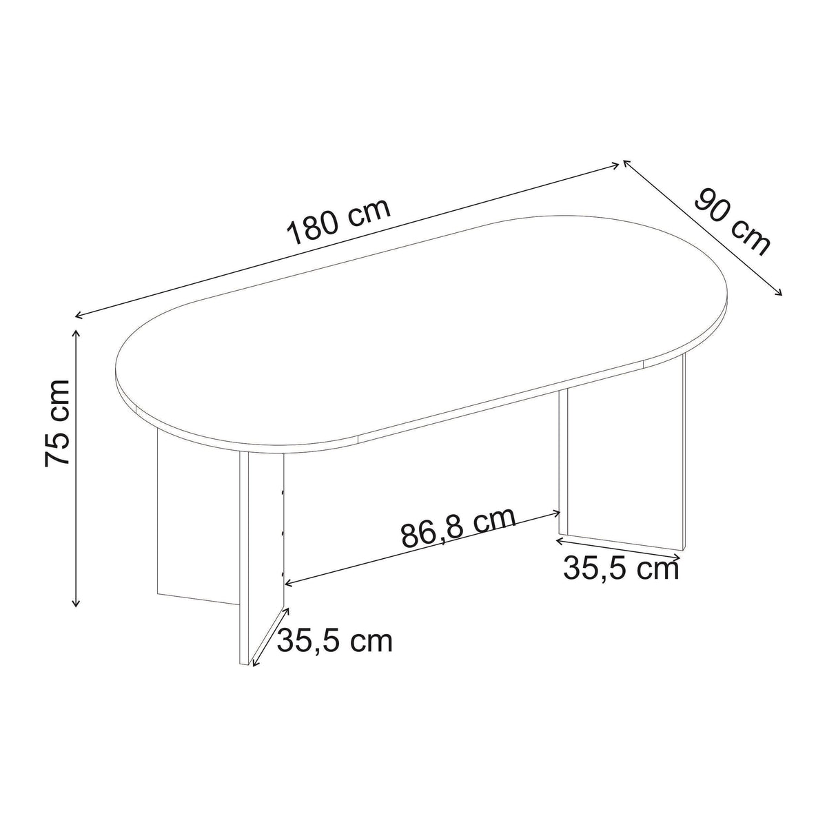 Decortieliving - Sablin Dining Table 6 seater 180x90cm