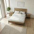Decortieliving - Mars Bed Frame Whiskey Oak Finish L 206.5 cm