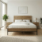 Decortieliving - Mars Bed Frame Whiskey Oak Finish L 206.5 cm
