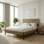 Decortieliving - Mars Bed Frame Whiskey Oak Finish L 206.5 cm
