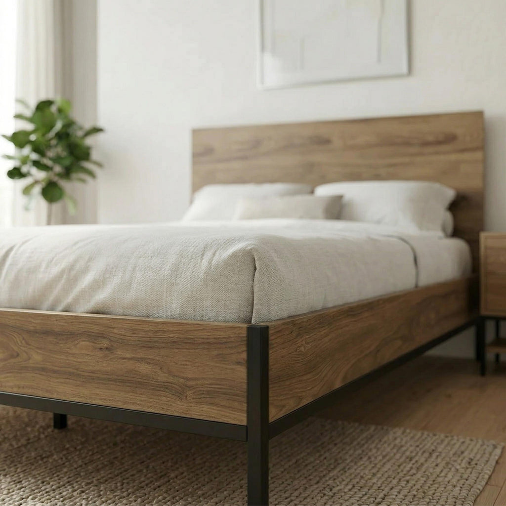 Decortieliving - Mars Bed Frame Whiskey Oak Finish L 206.5 cm