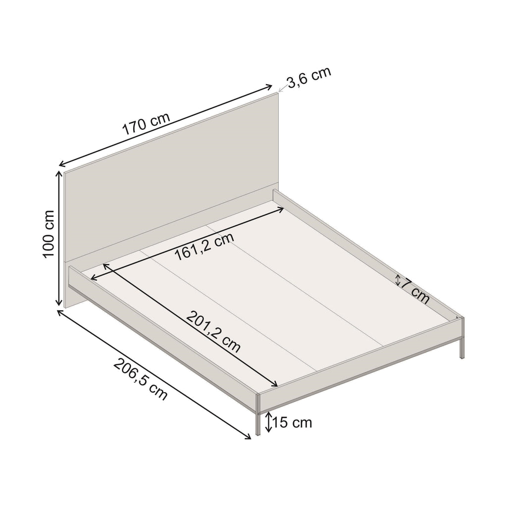 Decortieliving - Mars Bed Frame Whiskey Oak Finish L 206.5 cm