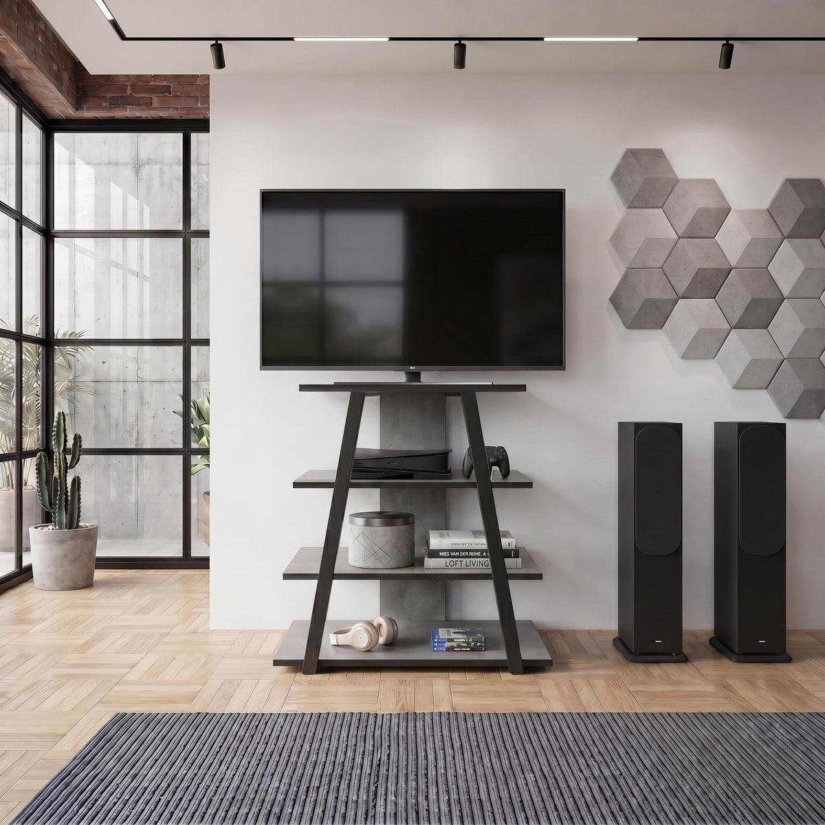 Decortieliving - Lyno Angled Mini TV Entertainment Unit with Open Shelves