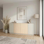 Decortieliving - Victor Console Sideboard 4 Doors Sandstone Sonoma Oak White 170 x 42.1 x 80.3 cm