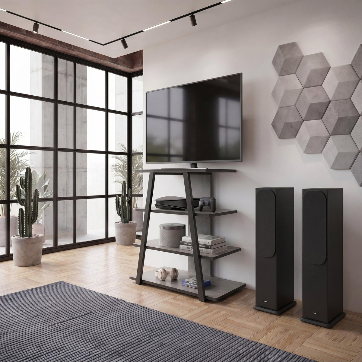Decortieliving - Lyno Angled Mini TV Entertainment Unit with Open Shelves