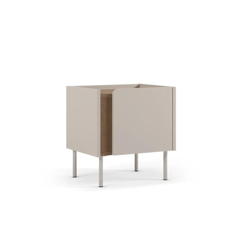 Decortieliving - Norm Modern Bedside Table with Soft-Close Door Storage and Metal Legs