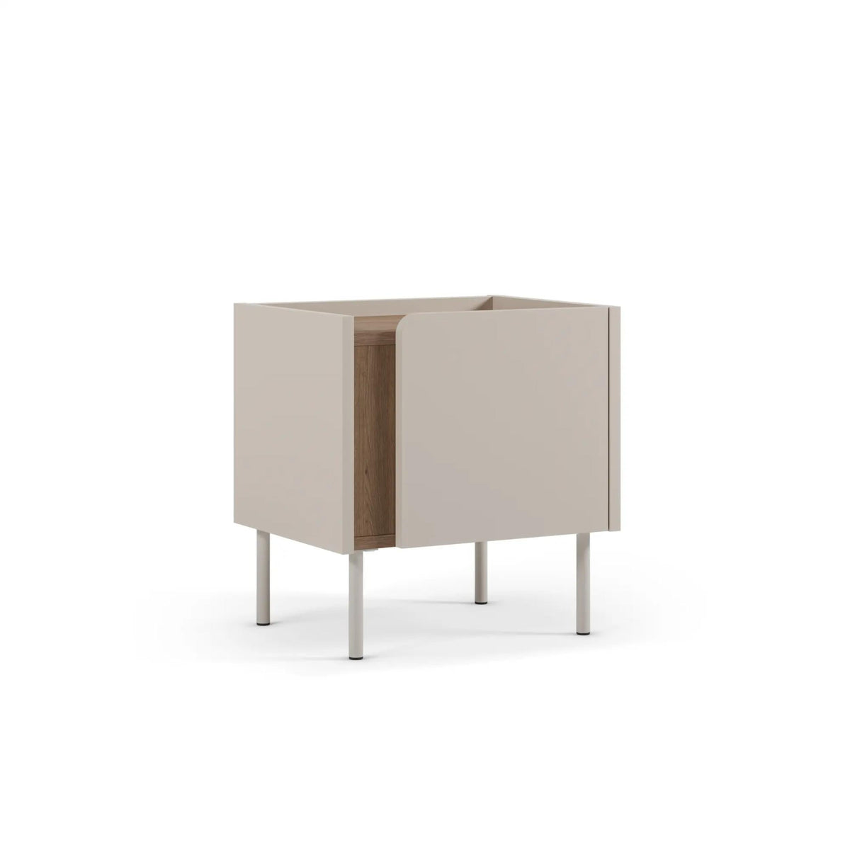 Decortieliving - Norm Modern Bedside Table with Soft-Close Door Storage and Metal Legs