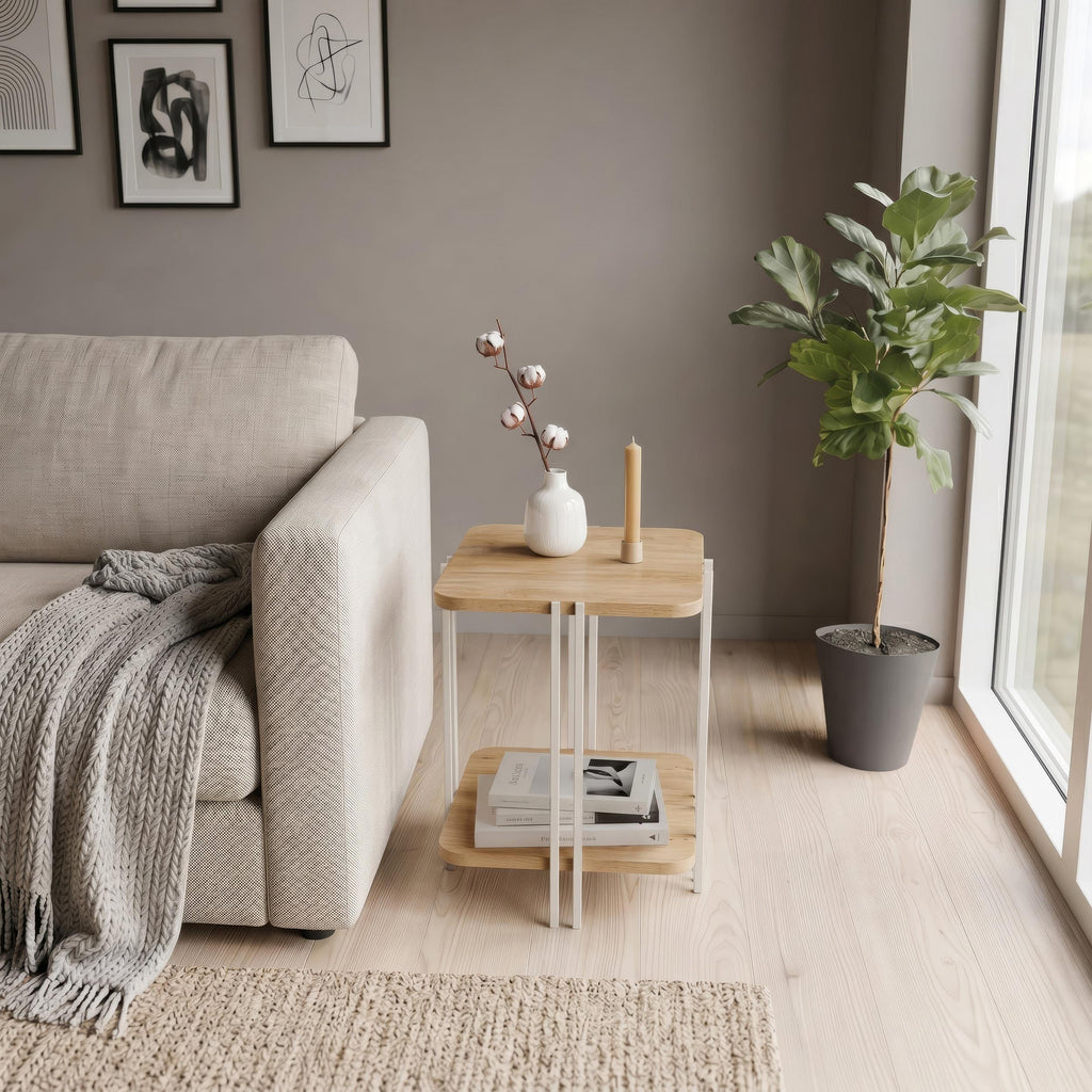 Decortieliving - Notus 2-Tier Side Table with Shelf