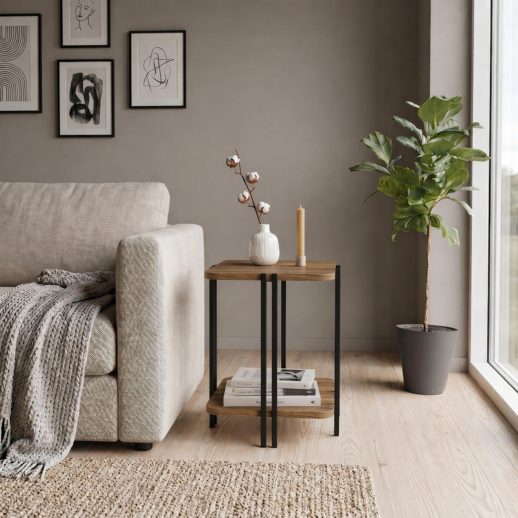 Decortieliving - Notus 2-Tier Side Table with Shelf