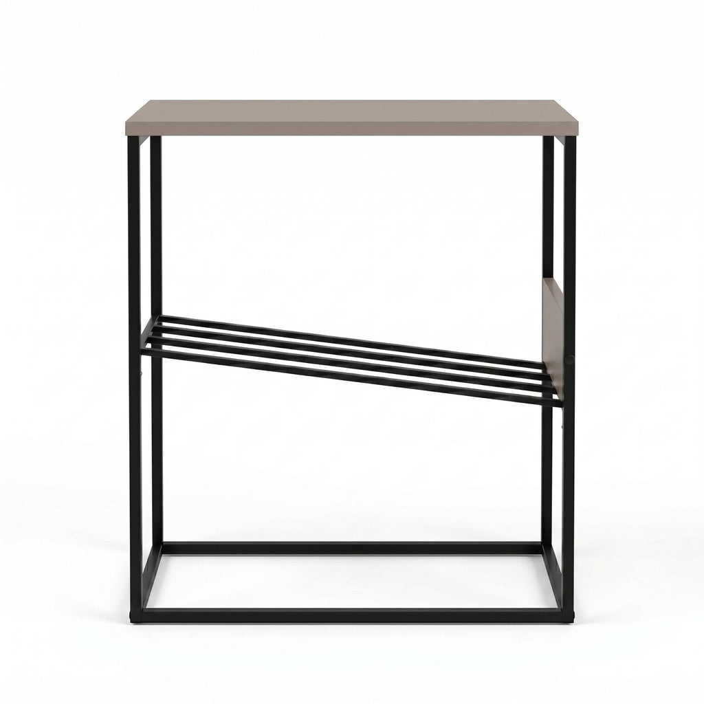 Decortieliving - Tenol Modern Side Table with Metal Angled Shelf