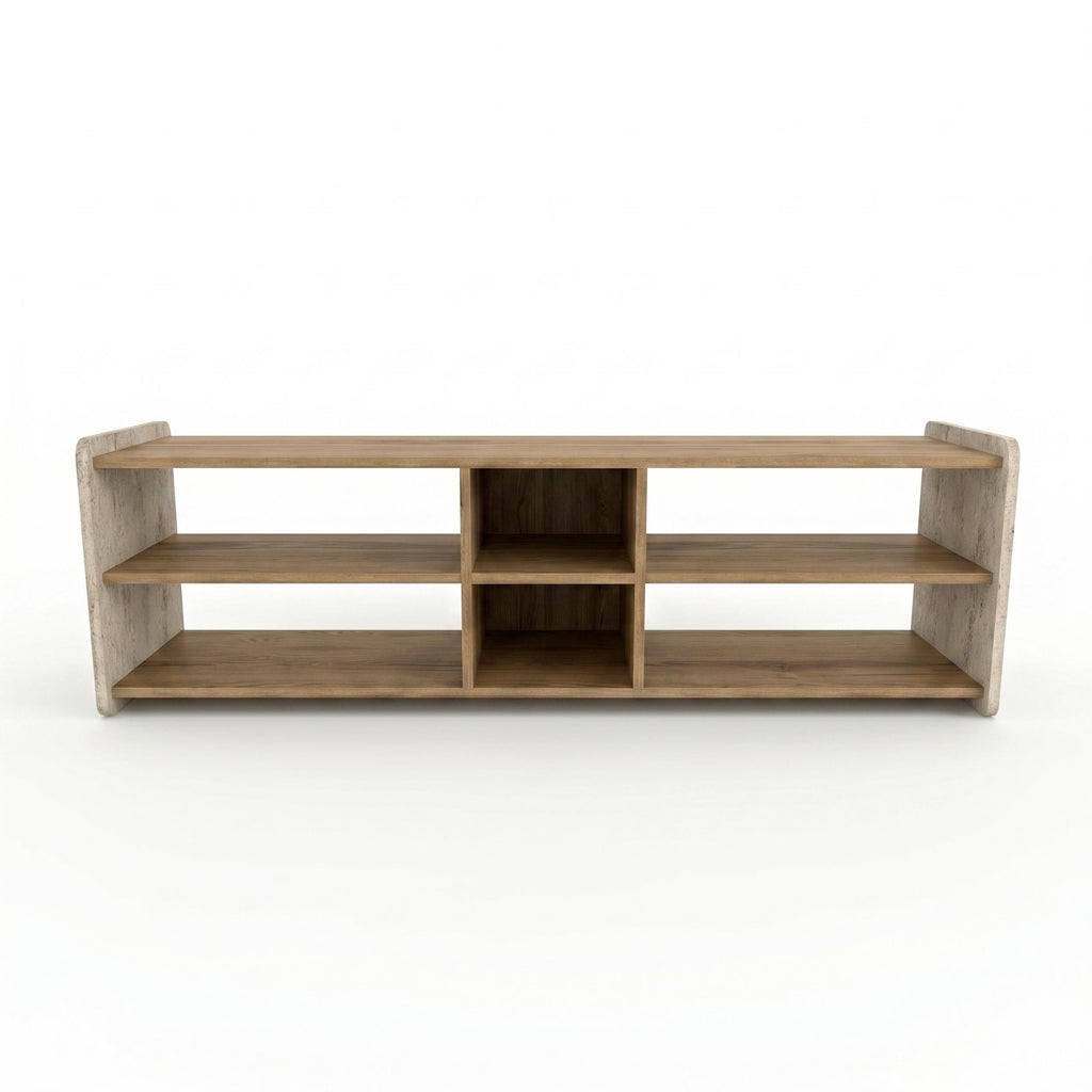 Decortieliving - Bige Modern TV Unit with Open Shelves 150cm