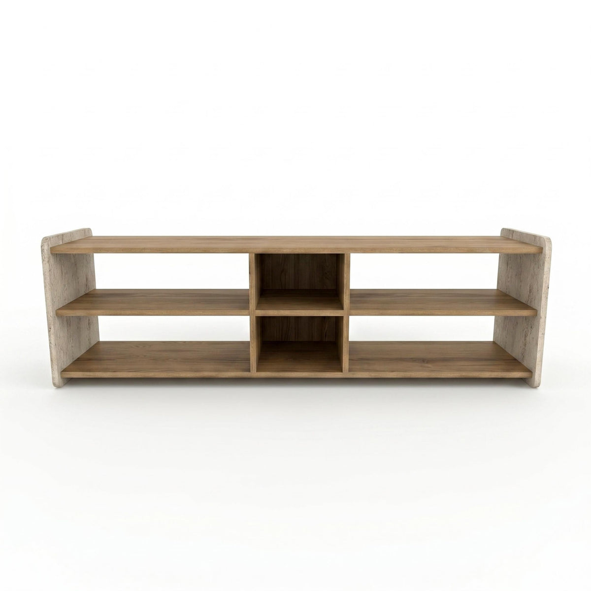 Decortieliving - Bige Modern TV Unit with Open Shelves 150cm