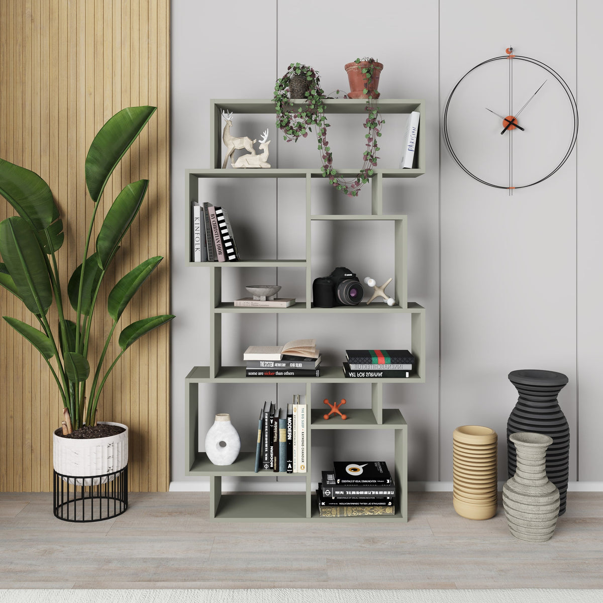 Decortieliving - Karmato Modern Bookcase Display Unit Tall 168.5cm