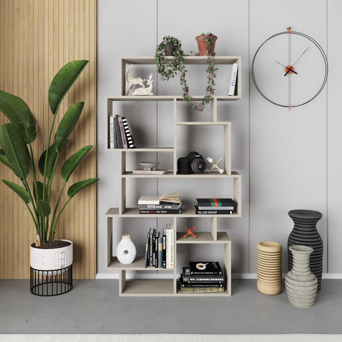 Decortieliving - Karmato Modern Bookcase Display Unit Tall 168.5cm