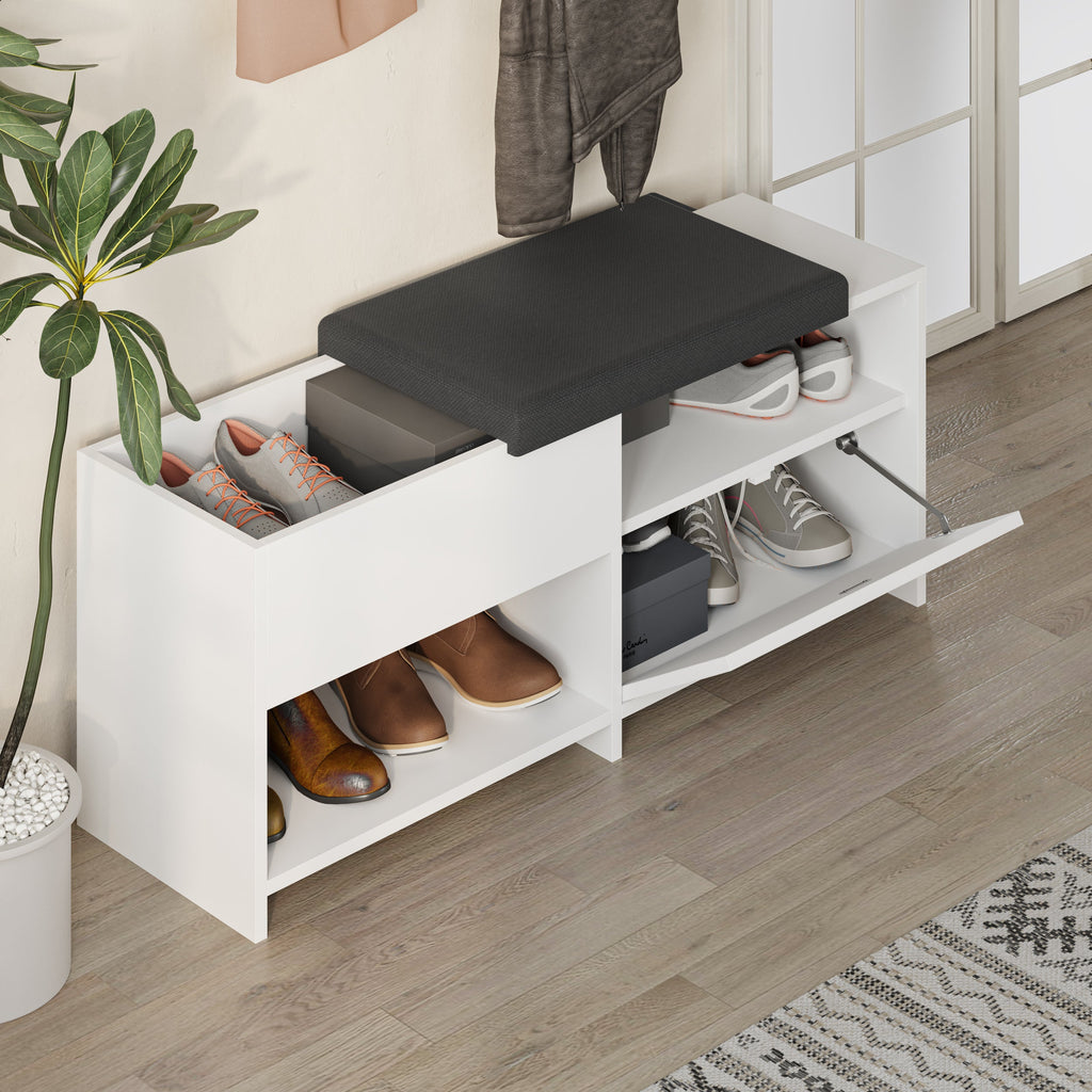 Decortieliving - Filux Shoe Bench – Modern Hallway Bench with Storage