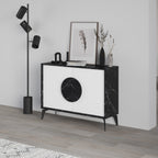 Decortieliving - Sideboard Set: Gora 110cm Console + Green Glass Mushroom Lamp