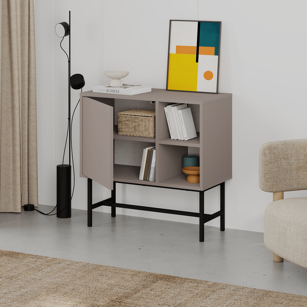 Decortieliving - Mona Mini Console Table with Storage & Shelves
