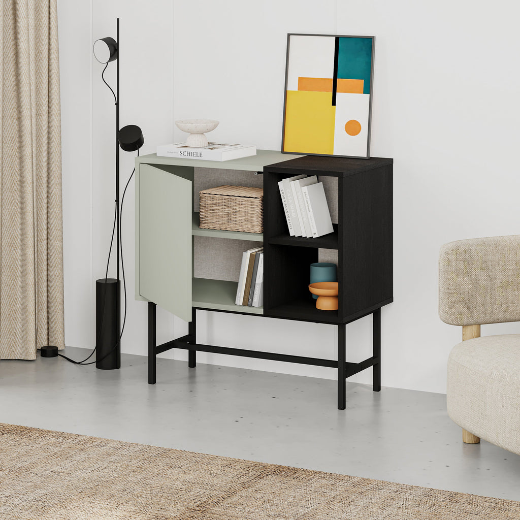 Decortieliving - Mona Mini Console Table with Storage & Shelves