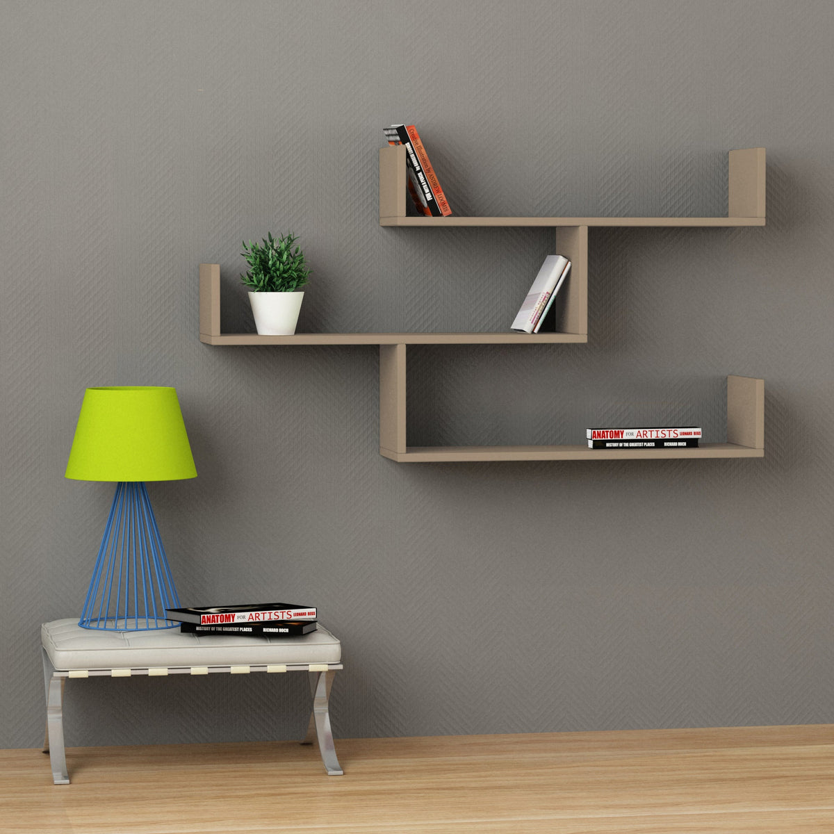 Decortieliving - Tibet Wall Shelf Unit – 119 cm Modern Floating Bookcase