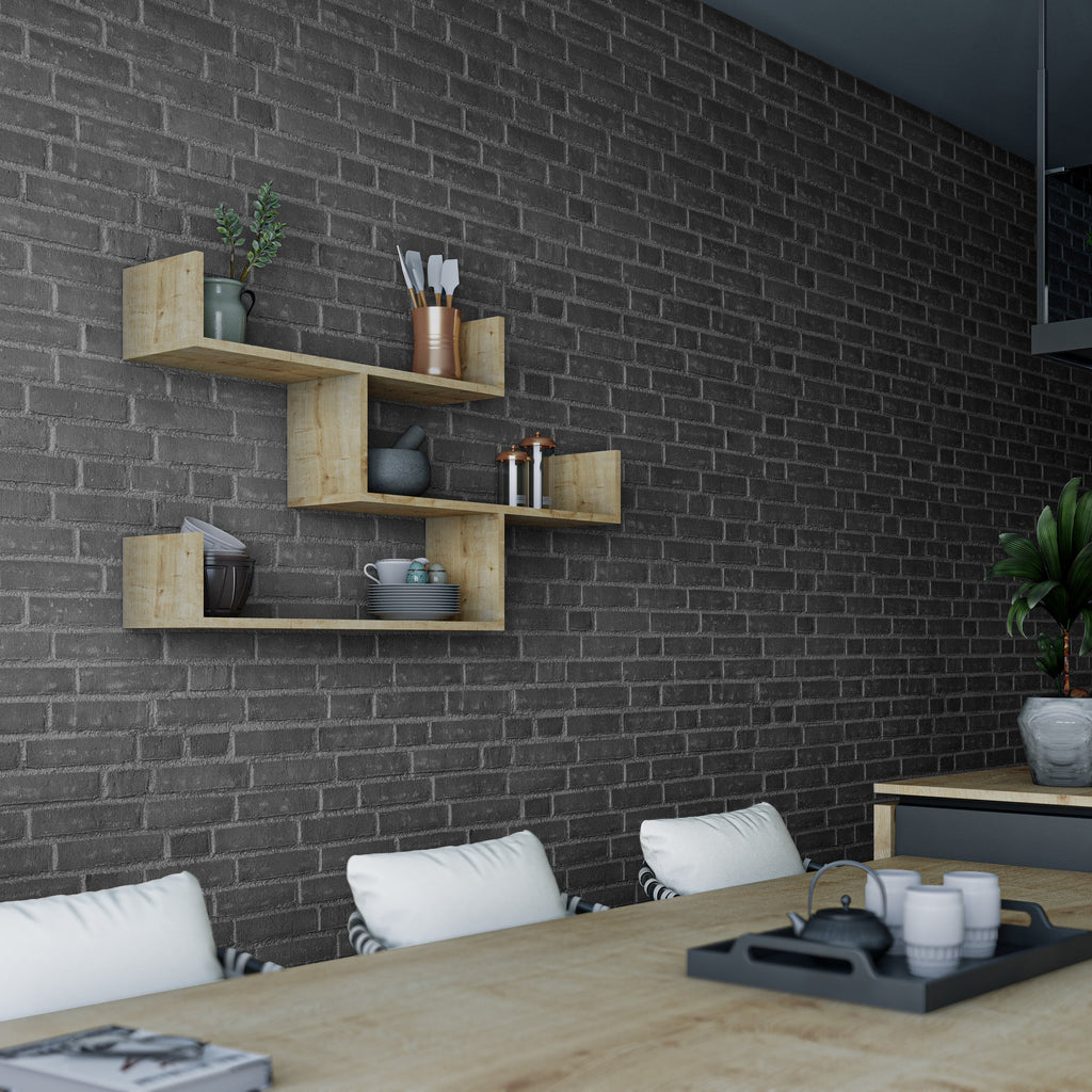 Decortieliving - Tibet Wall Shelf Unit – 119 cm Modern Floating Bookcase