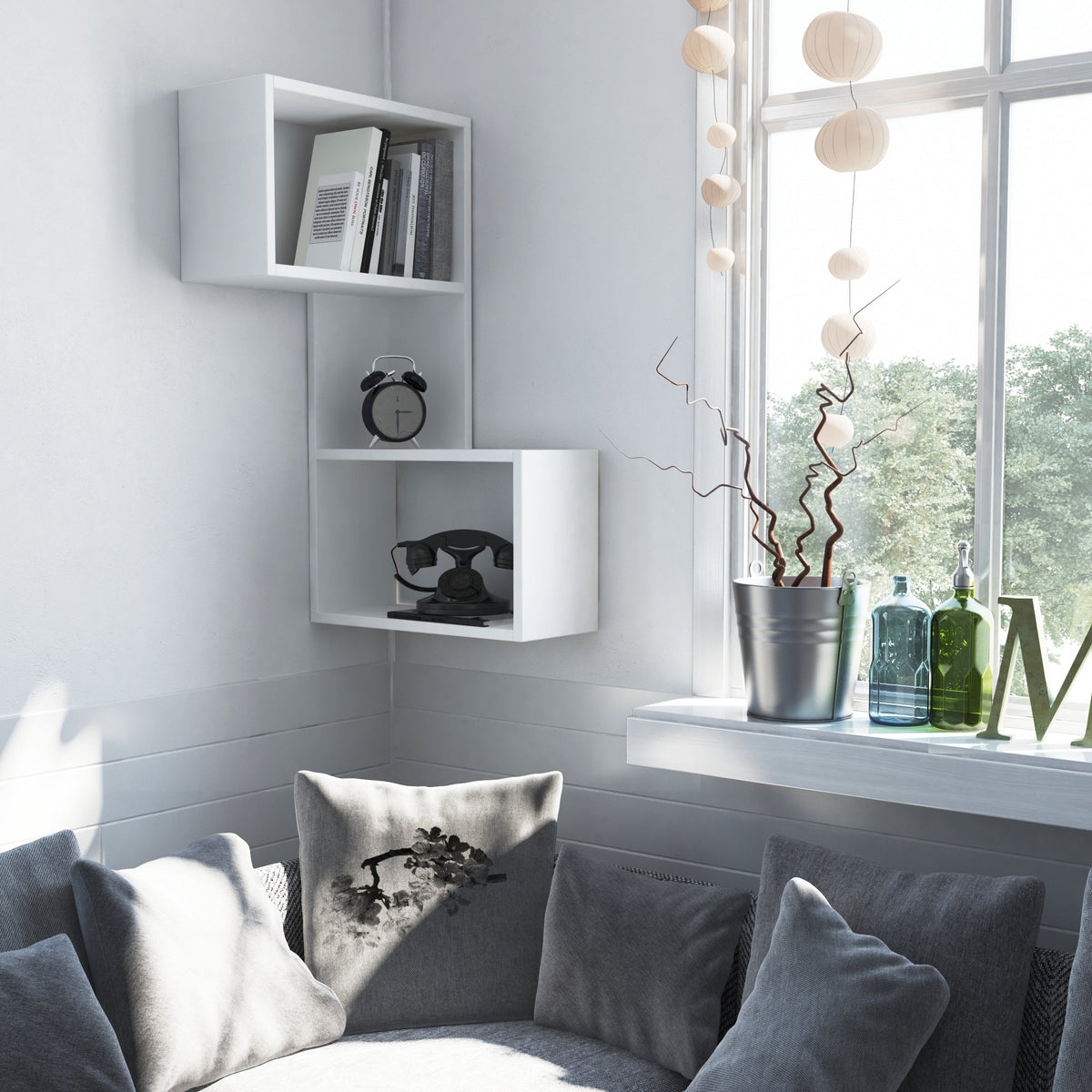 Decortieliving - Part Modern Corner Shelf Narrow 82cm