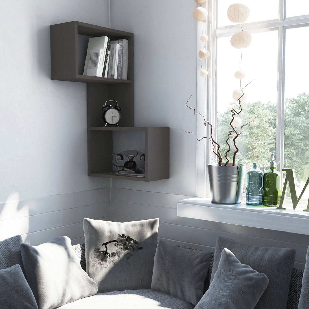 Decortieliving - Part Modern Corner Shelf Narrow 82cm