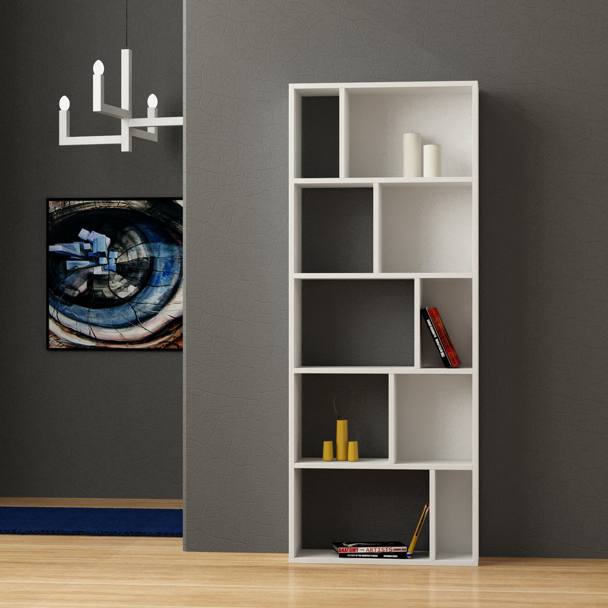 Decortieliving - Onda Modern Bookcase Display Unit Tall 166cm