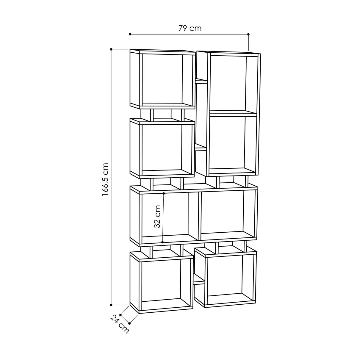 Decortieliving - Rail Modern Bookcase Display Unit No.1 Tall 166.5cm