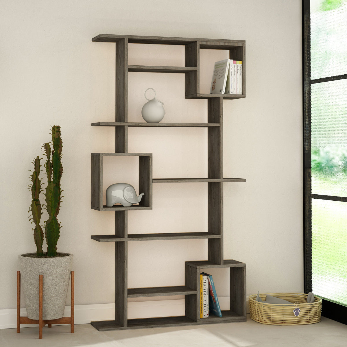 Decortieliving - Soto Modern Bookcase Display Unit Tall 173cm