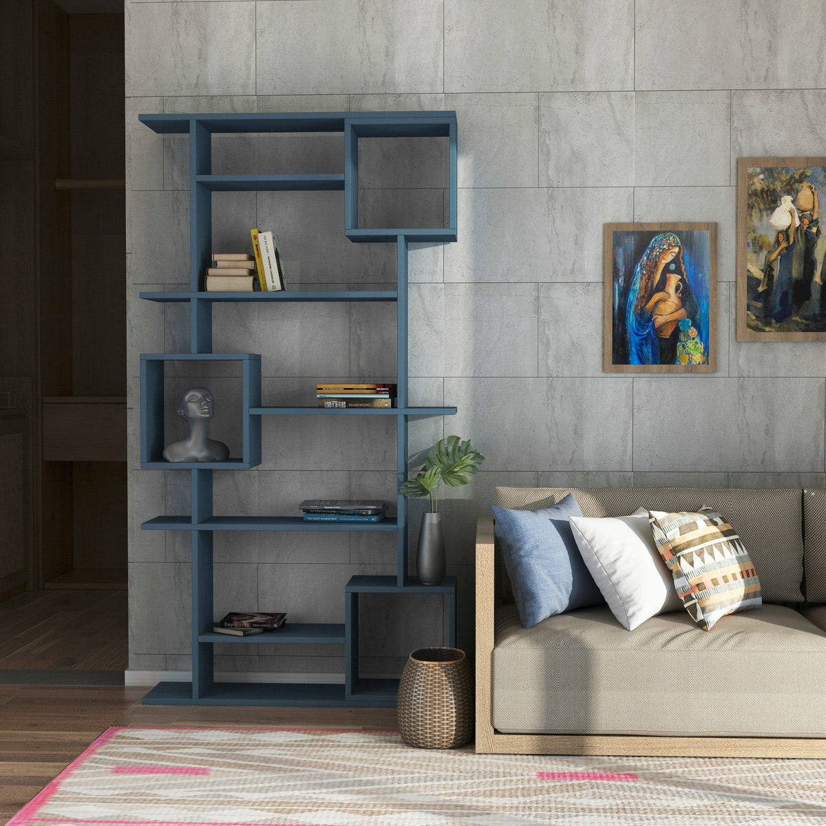 Decortieliving - Soto Modern Bookcase Display Unit Tall 173cm