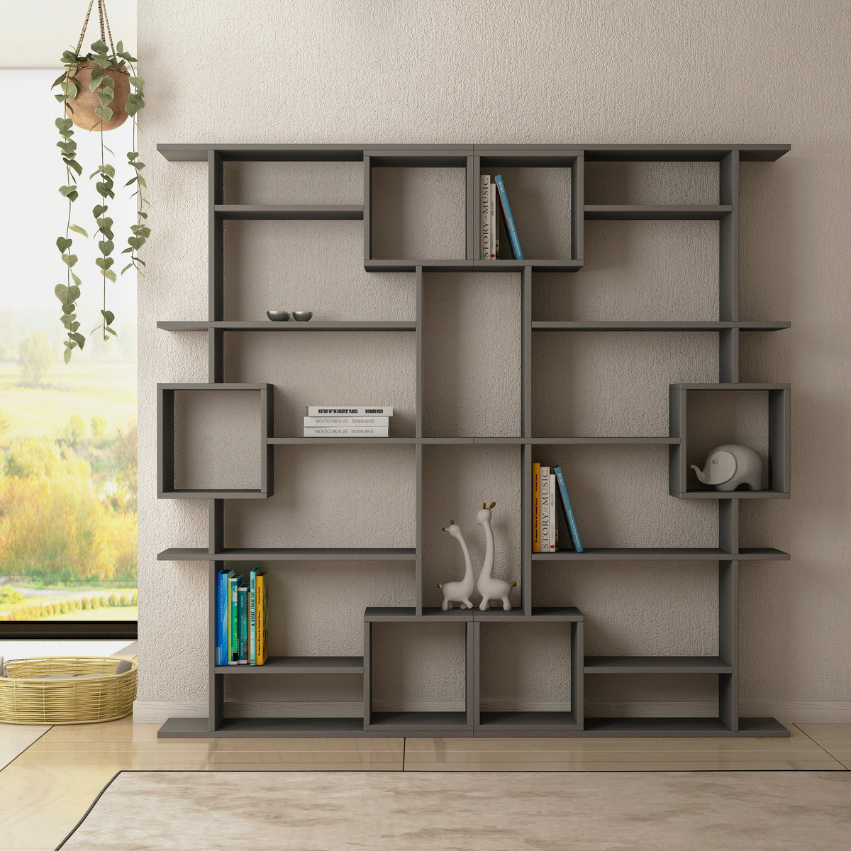 Decortieliving - Soto Modern Bookcase Display Unit Tall 173cm