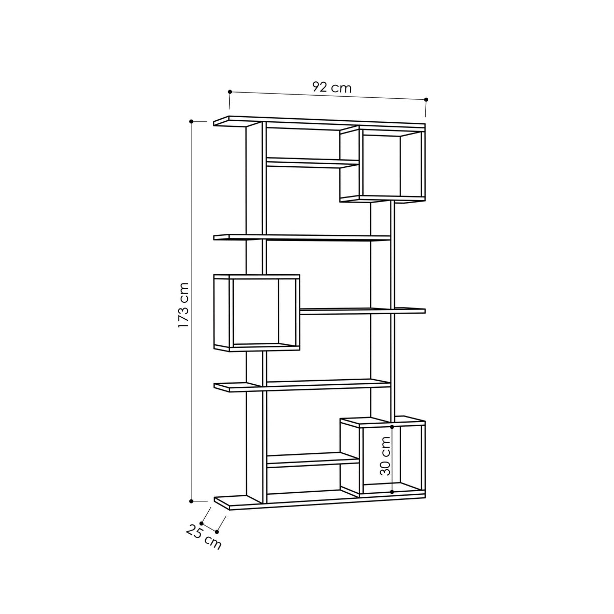 Decortieliving - Soto Modern Bookcase Display Unit Tall 173cm