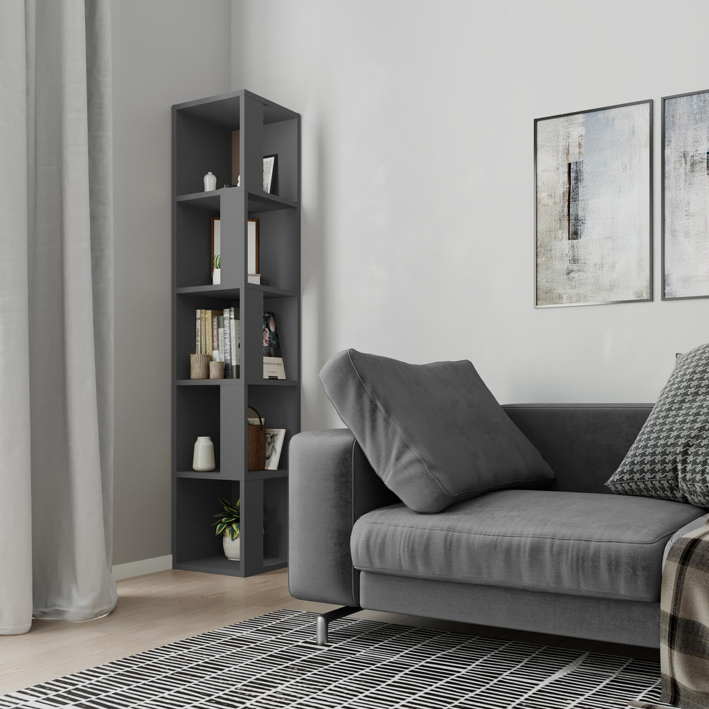 Decortieliving - Piano Modern Corner Bookcase Display Unit Tall 158.9cm