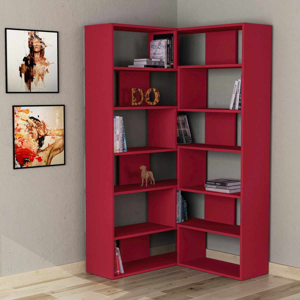 Decortieliving - Molly Modern Corner Multipurpose Bookcase Display Unit No.4 Tall 179 cm