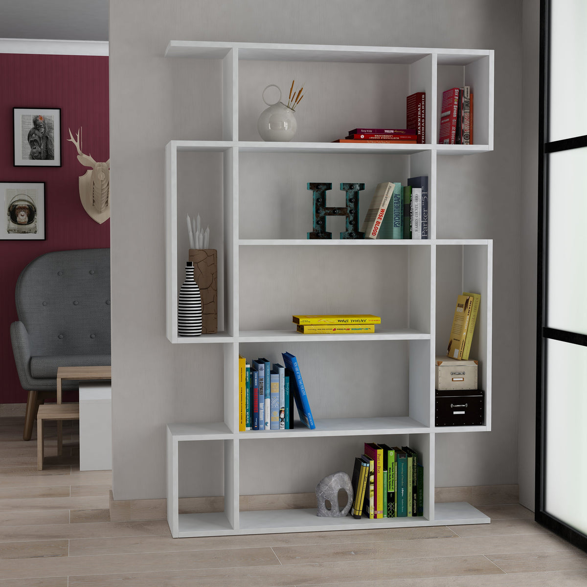 Decortieliving - Mito Modern Bookcase Display Tall 161cm