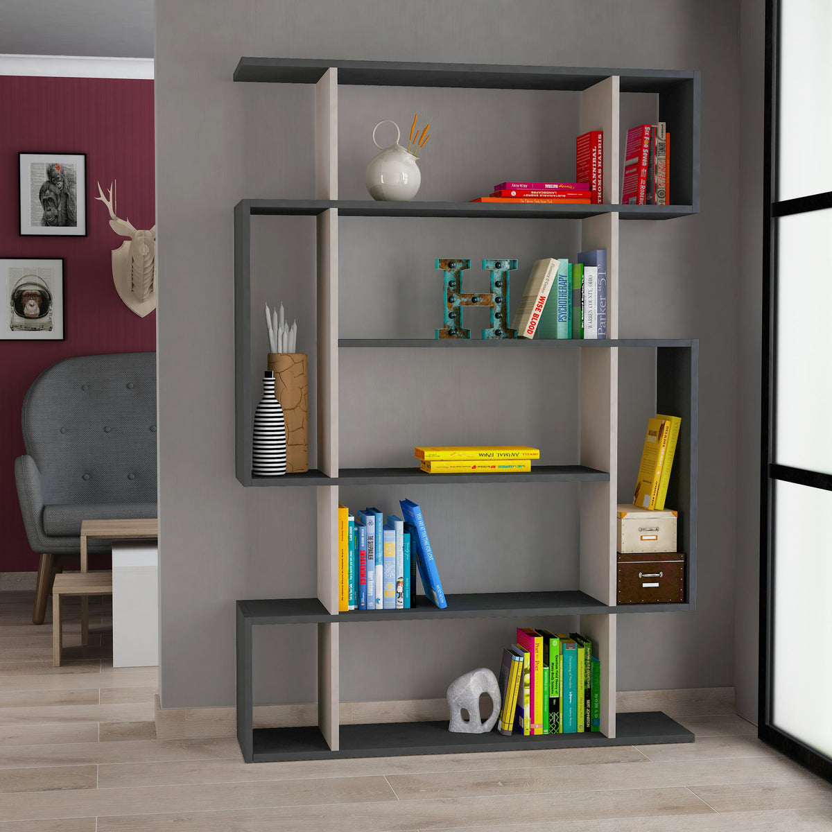 Decortieliving - Mito Modern Bookcase Display Tall 161cm