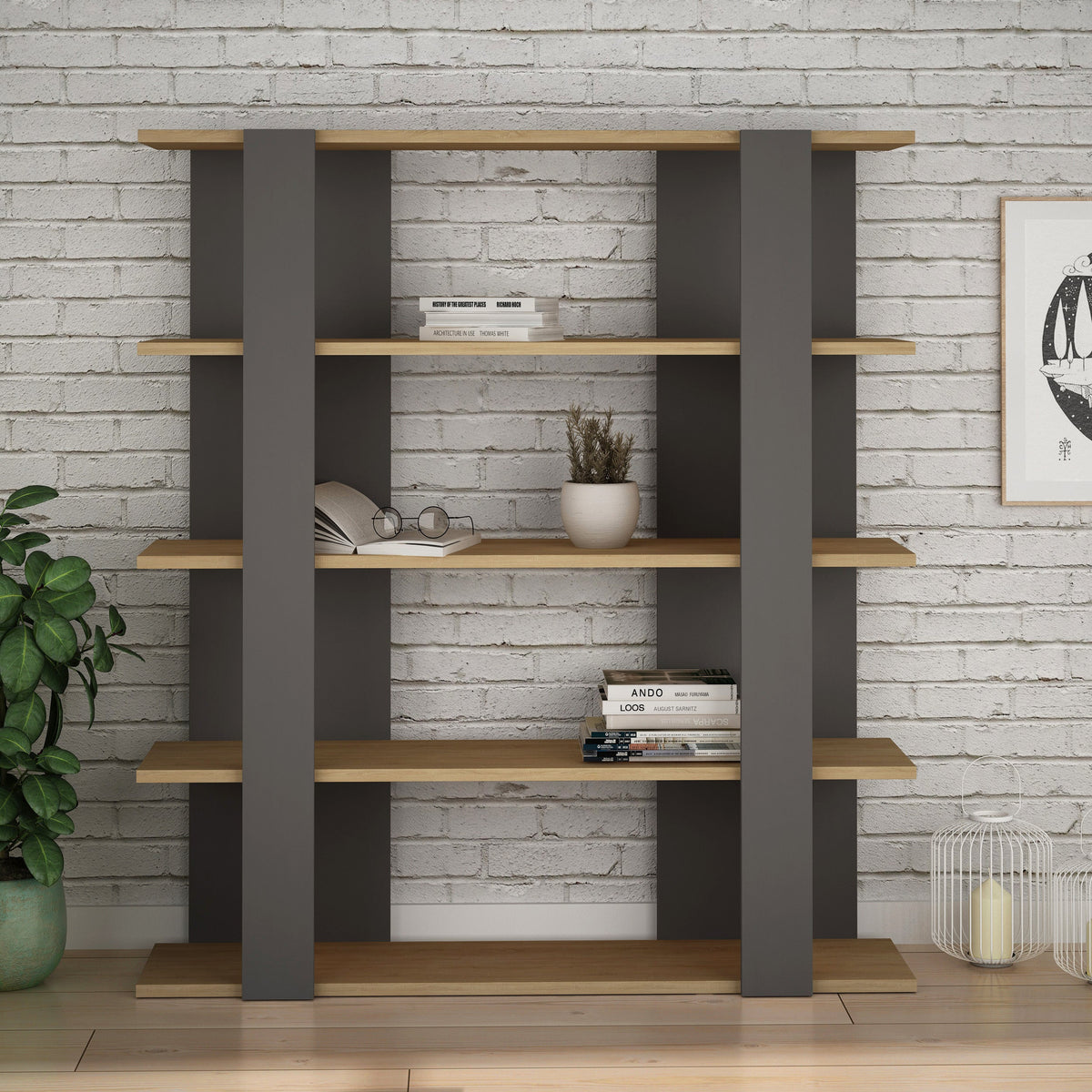 Decortieliving - Tita Modern Bookcase Display Unit Medium 122cm