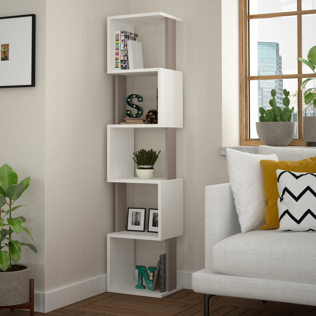 Decortieliving - Piri Modern Bookcase Display Unit Tall 161cm