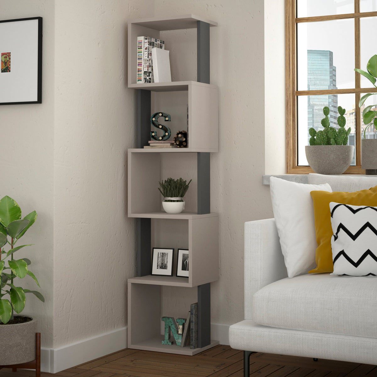 Decortieliving - Piri Modern Bookcase Display Unit Tall 161cm