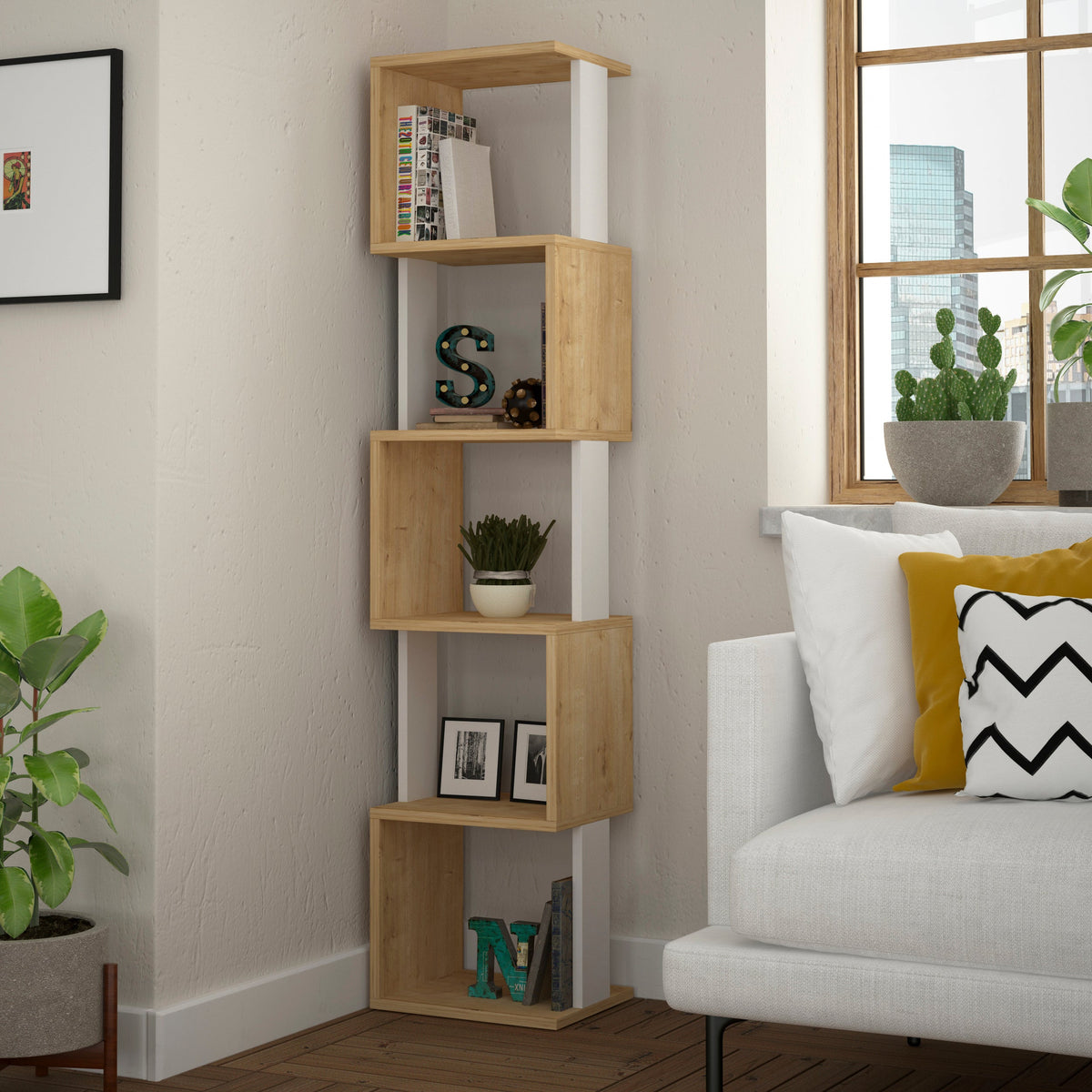 Decortieliving - Piri Modern Bookcase Display Unit Tall 161cm