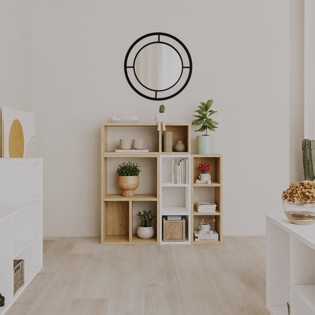 Decortieliving - Combayn Small Low Standing Bookcase – Modular Storage Unit