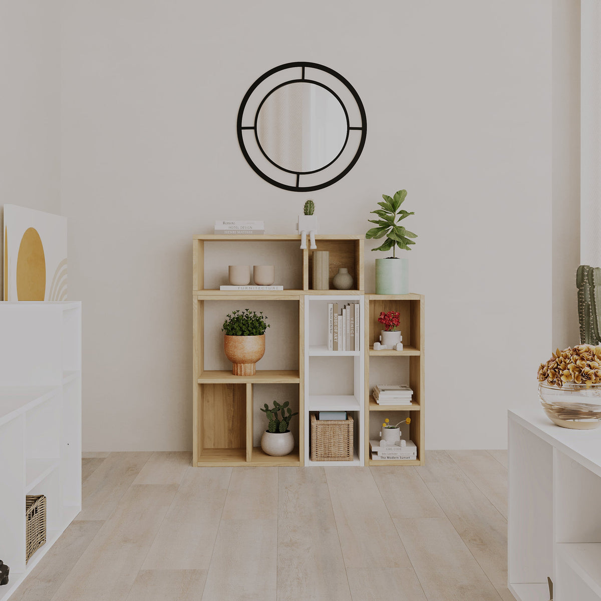 Decortieliving - Combayn Small Low Standing Bookcase – Modular Storage Unit
