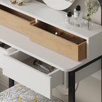 Decortieliving - Lora Vanity Table with Round LED Mirror