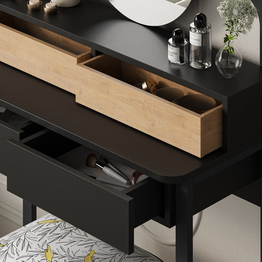 Decortieliving - Lora Vanity Table with Round LED Mirror