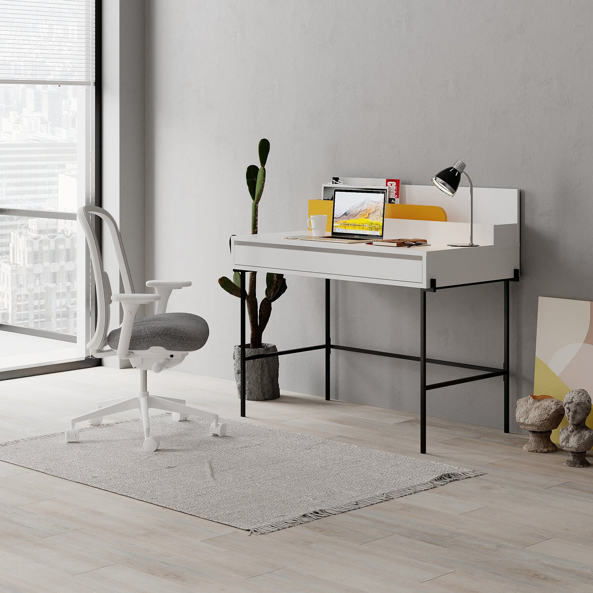 Decortieliving - Leila Modern Desk Multipurpose Study Modern Desk Width 110cm
