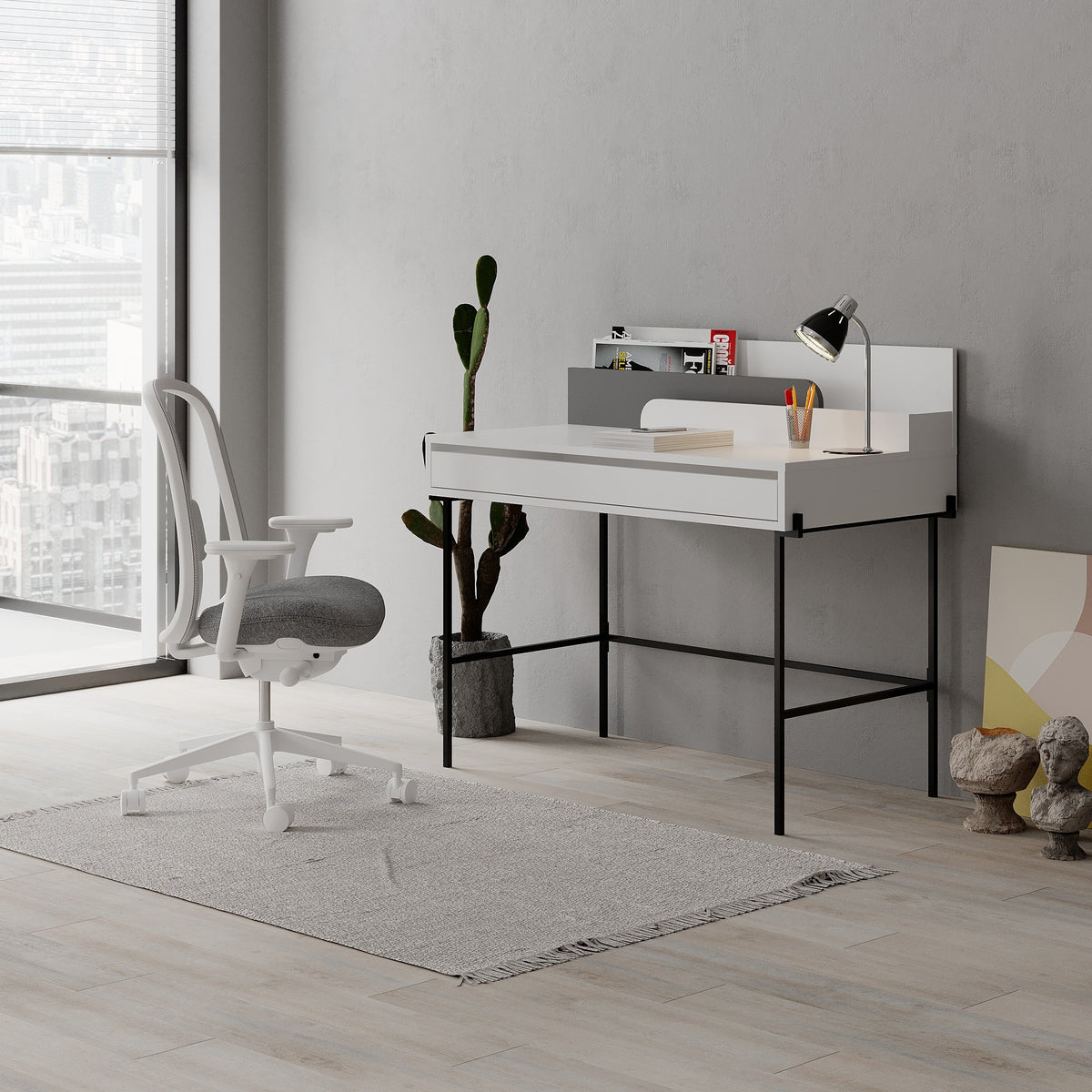 Decortieliving - Leila Modern Desk Multipurpose Study Modern Desk Width 110cm