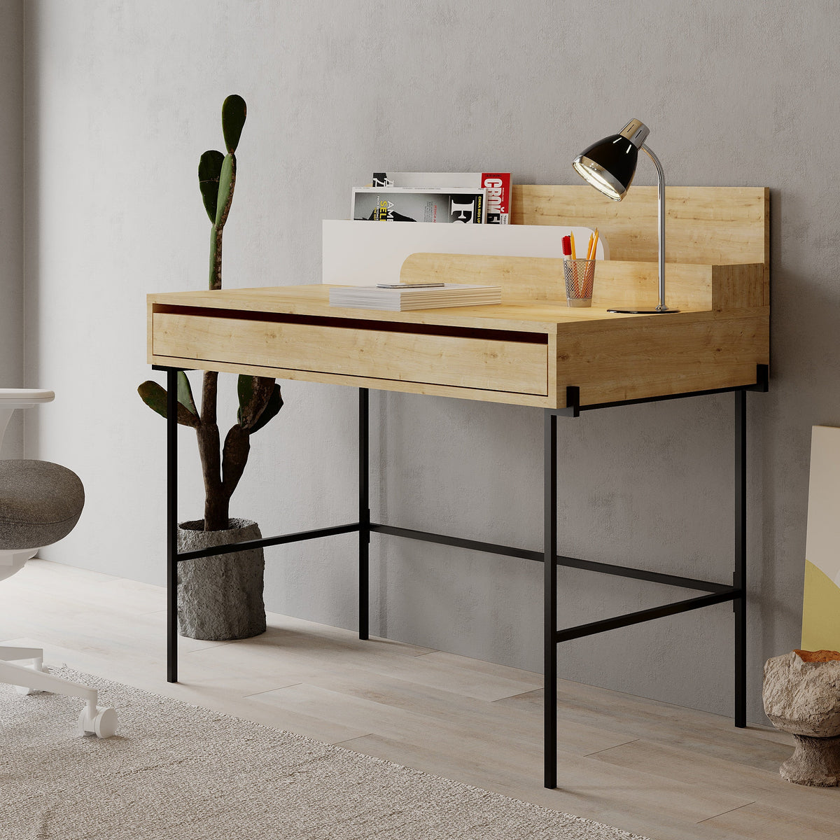 Decortieliving - Leila Modern Desk Multipurpose Study Modern Desk Width 110cm