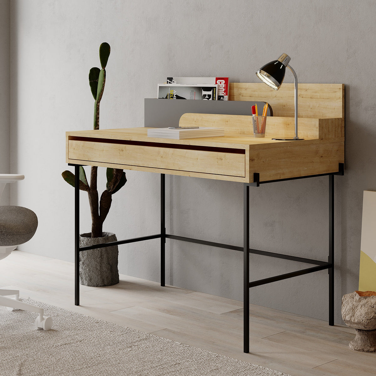 Decortieliving - Leila Modern Desk Multipurpose Study Modern Desk Width 110cm